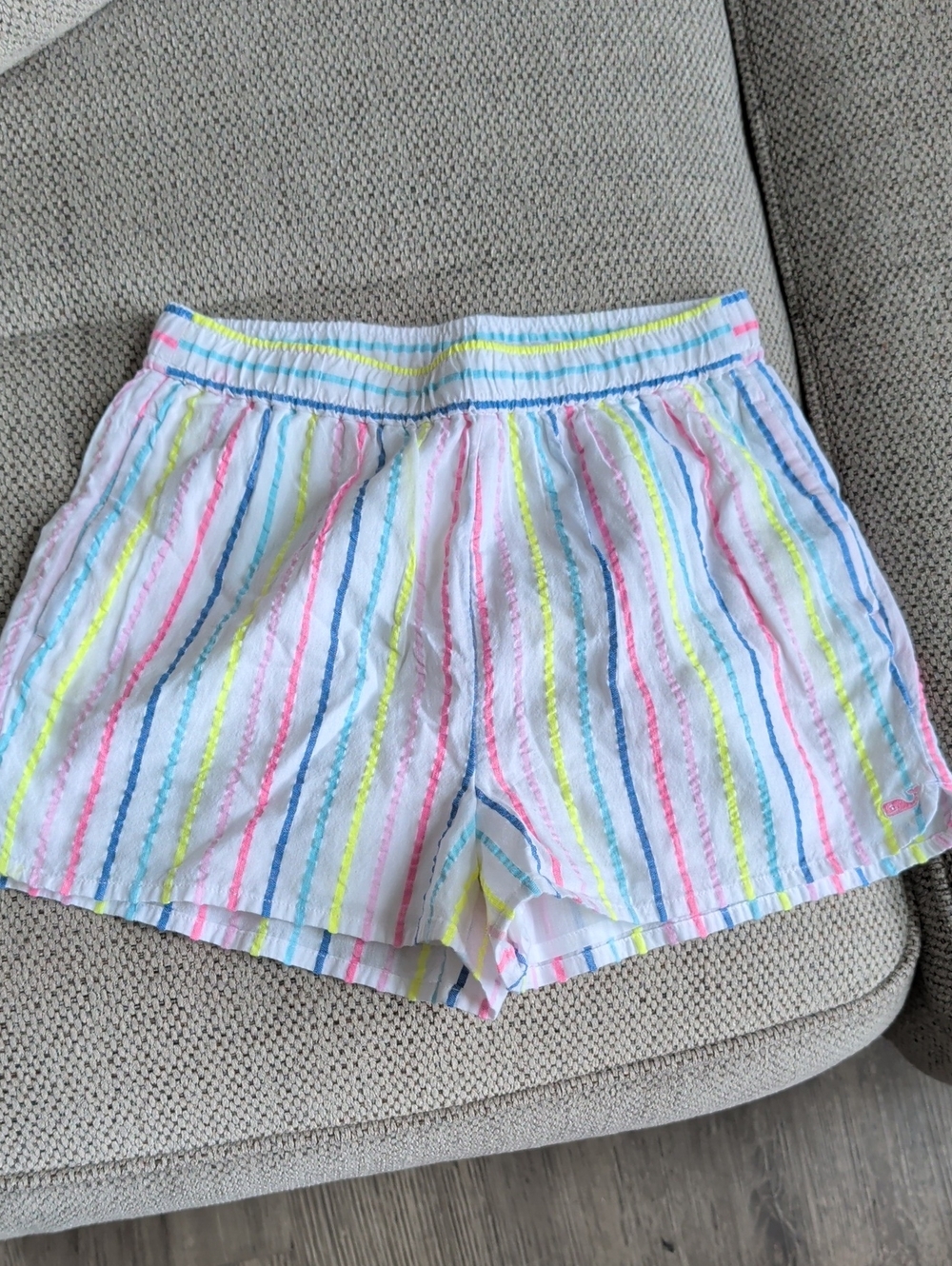 Vineyard Vines White Shorts with Bright Stripes